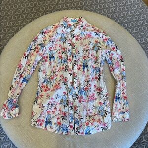 J. McLaughlin Linen Button Down Monkey Print size M